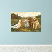 Little Chat: Whimsical Christmas Farm Animal キャンバスプリント (インサイチュ (ウッドフロア))