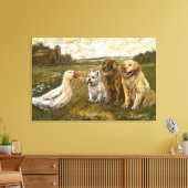 Little Chat: Whimsical Christmas Farm Animal キャンバスプリント (インサイチュ (リビング))