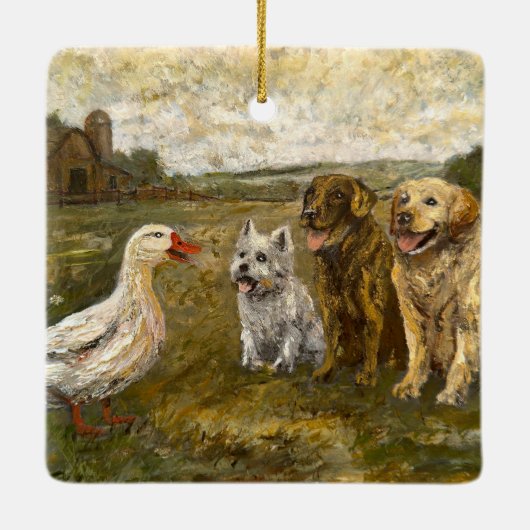 Little Chat: Whimsical Christmas Farm Animal セラミックオーナメント (裏面)