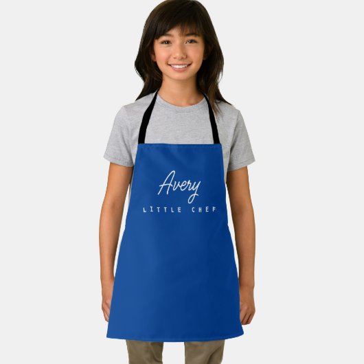 Little Chef Script Name personalized Kids Blue エプロン (インサイチュ)
