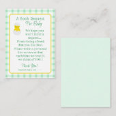 Little Chick Baby Book Request Neutral Baby Shower エンクロージャーカード (正面/裏面)