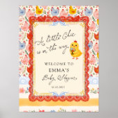 Little Chick Floral Rustic Baby Shower Welcome ポスター (正面)