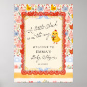 Little Chick Floral Rustic Baby Shower Welcome ポスター (正面)