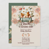 Little Chick Hatching Baby Shower 招待状 (正面/裏面)