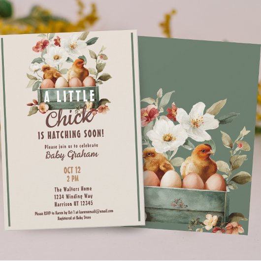 Little Chick Hatching Soon Baby Shower 招待状