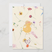 Little Chick is One, Floral 1st Birthday 招待状 (裏面)