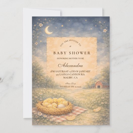 Little Chick Spring Baby Shower 招待状 (正面)