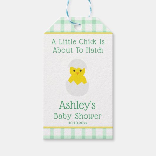Little Chick To Hatch Gender Neutral Baby Shower ギフトタグ (正面)
