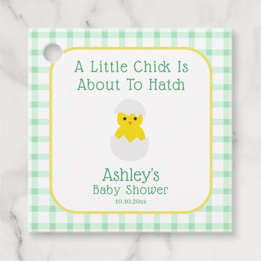Little Chick To Hatch Gender Neutral Baby Shower フェイバータグ (正面)