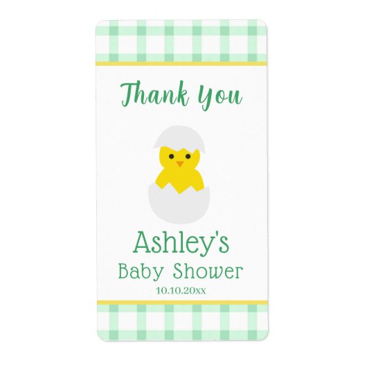 Little Chick To Hatch Gender Neutral Baby Shower ラベル (正面)