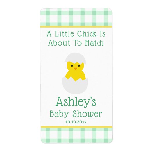 Little Chick To Hatch Gender Neutral Baby Shower ラベル (正面)