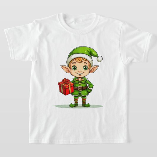 Little Christmas Elf – Kids’ Holiday T-Shirt Tシャツ (レイダウン)