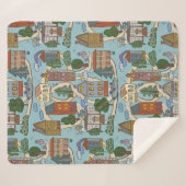 little city houses pattern  シェルパブランケット (正面(横))
