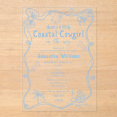 Little Coastal Cowgirl Pink Blue Girl Baby Shower アクリル招待状 (正面)