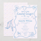 Little Coastal Cowgirl Pink Blue Girl Baby Shower 招待状 (正面/裏面)