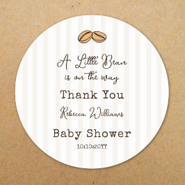 Little Coffee Bean Baby Shower Thank You ラウンドシール