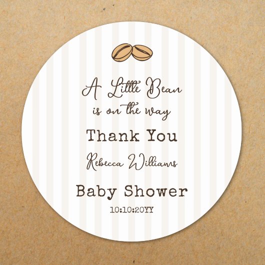 Little Coffee Bean  Baby Shower Thank You ラウンドシール