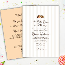 Little Coffee Bean QR code all in one Baby Shower 招待状