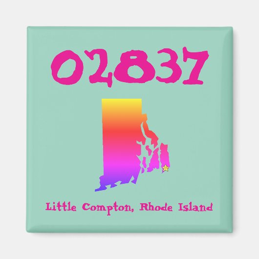 Little Compton, RI Zip Code - 02837 Pride Rainbow マグネット (正面)