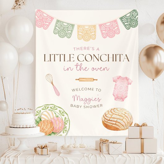 Little Conchita Baby Shower Party Backdrop, cielit タペストリー