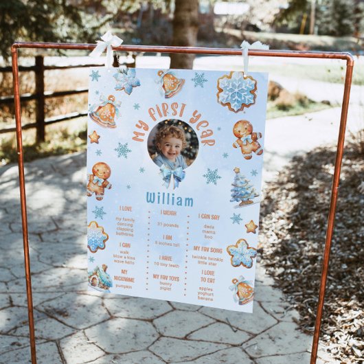 Little cookie  boy 1st birthday photo Milestone ポスター