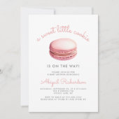 Little Cookie Macaron QR Code Pink Baby Shower 招待状 (正面)