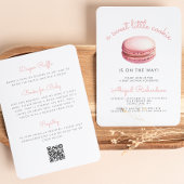 Little Cookie Macaron QR Code Pink Baby Shower 招待状