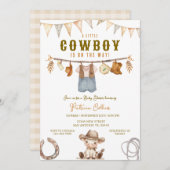 Little CowboyはClothlineのベビーシャワーに行く 招待状 (正面/裏面)