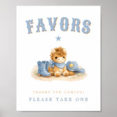  Little Cowboy Baby Party Shower Favors Here Sign ポスター (正面)