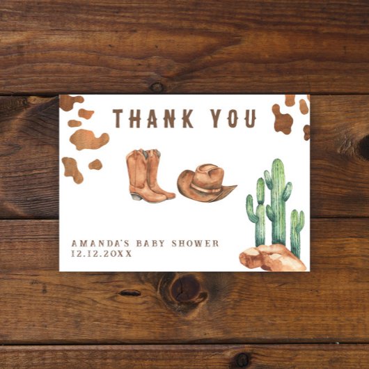 Little Cowboy Baby Showerありがとう サンキューカード