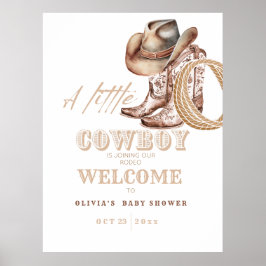 Little Cowboy Baby showerウェルカムサイン ポスター