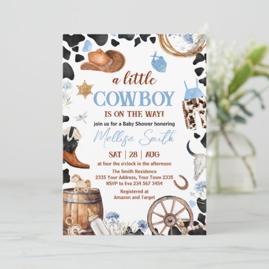 Little Cowboy Baby Shower 招待状 (スタンド正面)