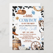 Little Cowboy Baby Shower 招待状 (正面/裏面)