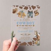 Little Cowboy Baby Shower Baby Clothes Watercolor アクリル招待状 (インサイチュ (ポータブル))