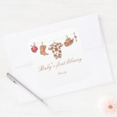 Little Cowboy Baby shower - baby's first library スクエアシール (封筒)