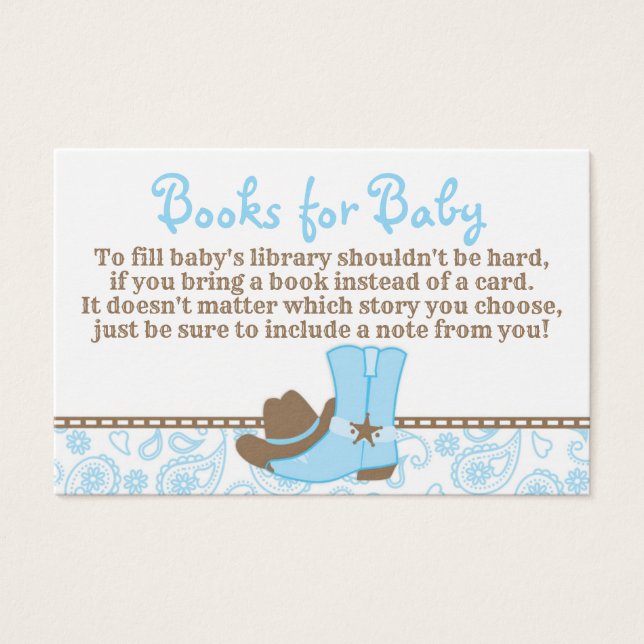 Little Cowboy Baby Shower Book Request Card (正面)