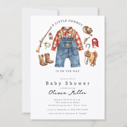 Little Cowboy Baby Shower Invitation 招待状 (正面)