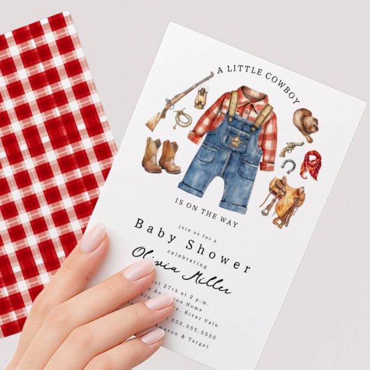Little Cowboy Baby Shower Invitation 招待状