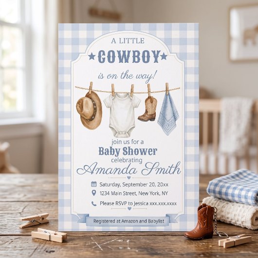 Little Cowboy Baby Shower Invitation | Western Boy 招待状