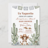 little cowboy baby shower Vaquerito Viene Camino 招待状 (正面)