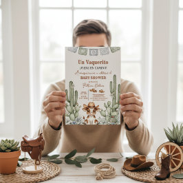 little cowboy baby shower Vaquerito Viene Camino 招待状