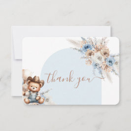 Little Cowboy Bear Baby Shower Boy thank you card サンキューカード