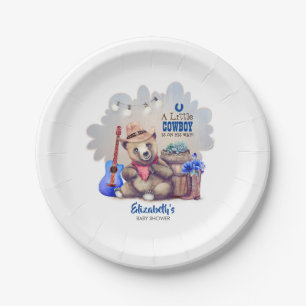 Little Cowboy Bear Baby Shower Countryをテーマにした ペーパープレート