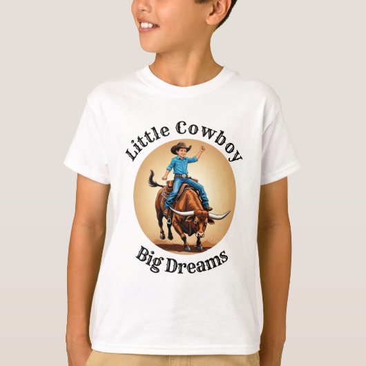 Little Cowboy Big Dreams Bull Rider Tシャツ (正面)