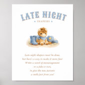 Little Cowboy Blue Baby Shower Late Night Diapers ポスター (正面)