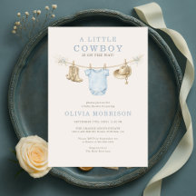 Little Cowboy Blue Clothesline Boy Baby Shower