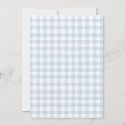 Little Cowboy Blue Gingham Baby Shower 招待状 (裏面)