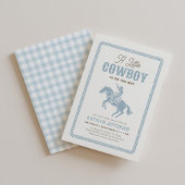 Little Cowboy Blue Gingham Baby Shower 招待状