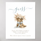 Little Cowboy Boots Bow Baby Shower Guess How Many ポスター (正面)