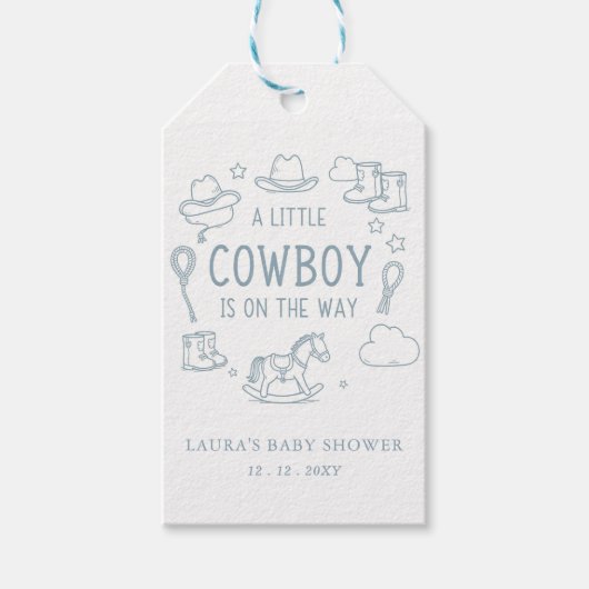 Little Cowboy Boy Baby Shower ギフトタグ (正面)
